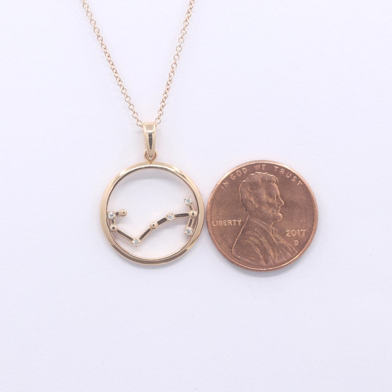 14K DIAMOND SCORPIO ZODIAC SIGN CIRCLE NECKLACE