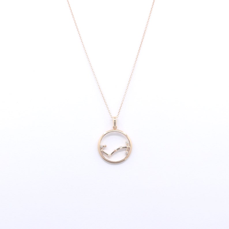 14K DIAMOND SCORPIO ZODIAC SIGN CIRCLE NECKLACE