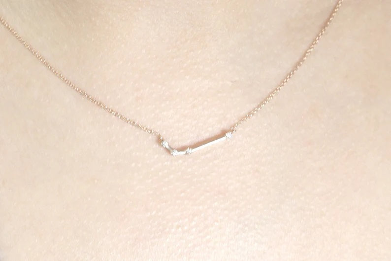 14K DIAMOND ARIES ZODIAC SIGN SMALL VERSION NECKLACE