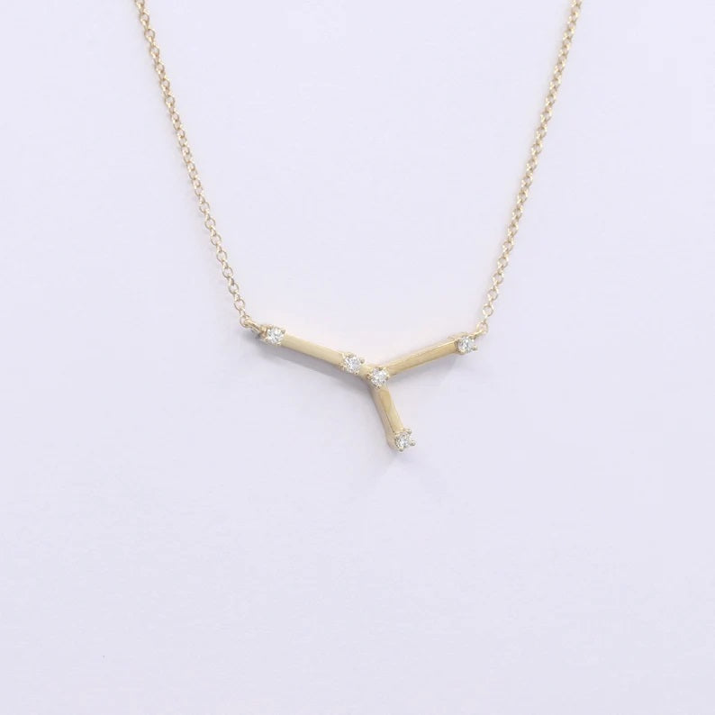 14K DIAMOND CANCER ZODIAC SIGN SMALL VERSION NECKLACE