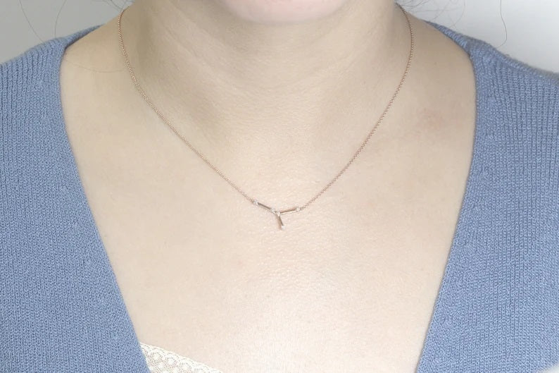14K DIAMOND CANCER ZODIAC SIGN SMALL VERSION NECKLACE