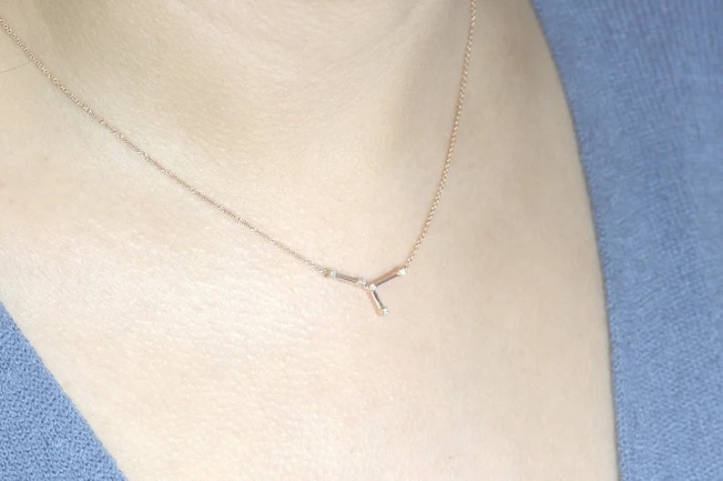 14K DIAMOND CANCER ZODIAC SIGN SMALL VERSION NECKLACE