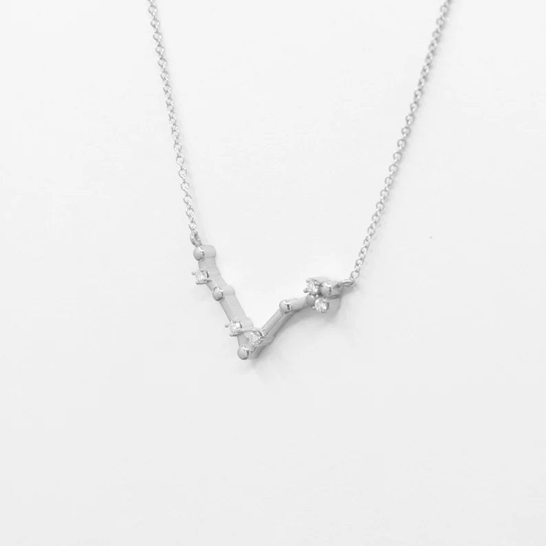 14K DIAMOND PISCES ZODIAC SIGN SMALL VERSION NECKLACE