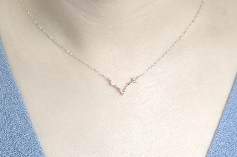 14K DIAMOND PISCES ZODIAC SIGN SMALL VERSION NECKLACE