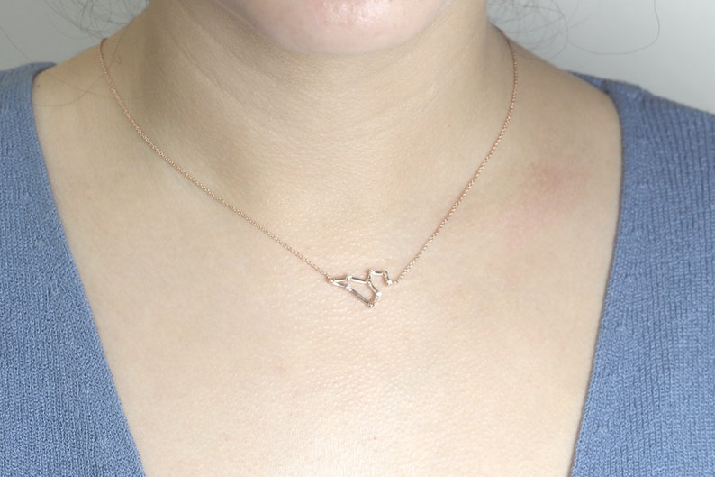 14K DIAMOND LEO ZODIAC SIGN SMALL VERSION NECKLACE