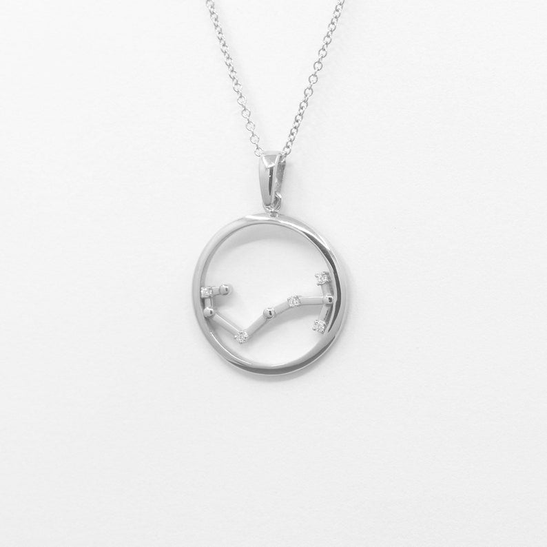 14K DIAMOND SCORPIO ZODIAC SIGN CIRCLE NECKLACE