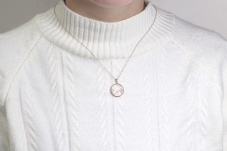 14K DIAMOND SCORPIO ZODIAC SIGN CIRCLE NECKLACE
