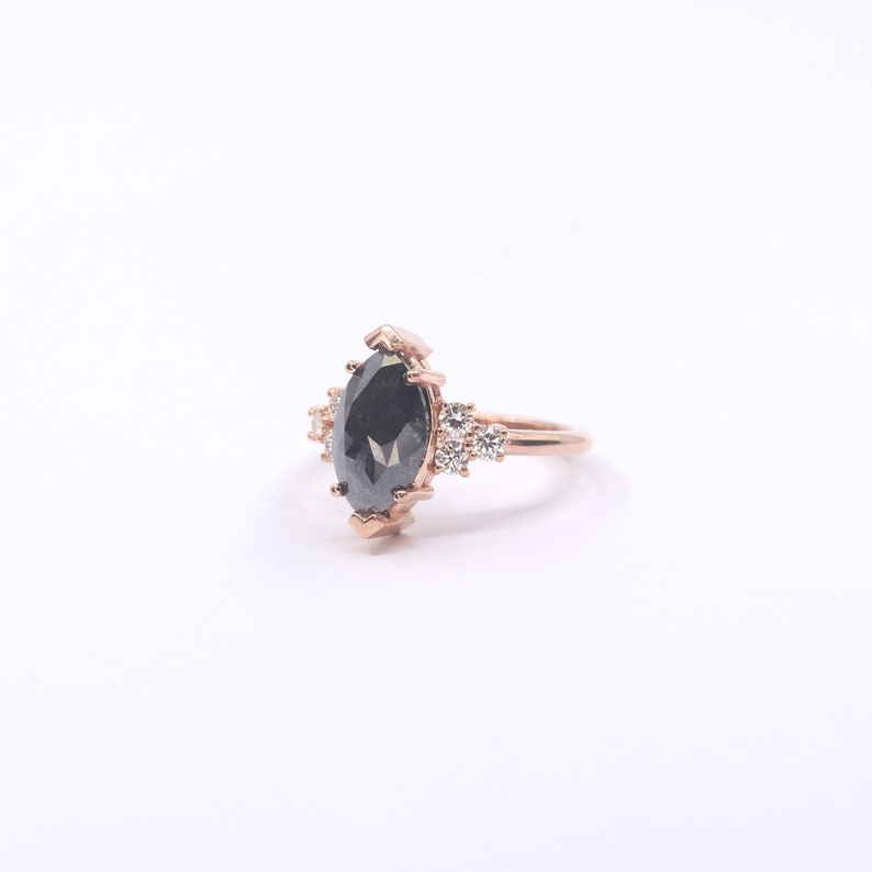 14K 2.51CT SALT AND PEPPER DIAMOND CLUSTER RING
