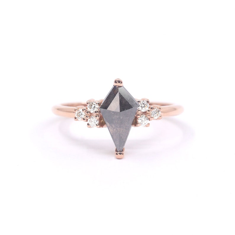 14K 0.88CT SALT AND PEPPER DIAMOND CLUSTER RING