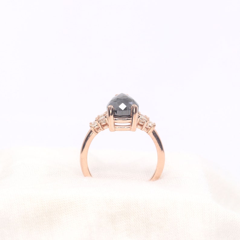14K 3.73CT SALT AND PEPPER DIAMOND CLUSTER RING