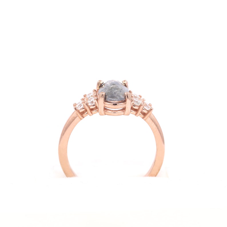 14K 0.97CT SALT AND PEPPER DIAMOND CLUSTER RING