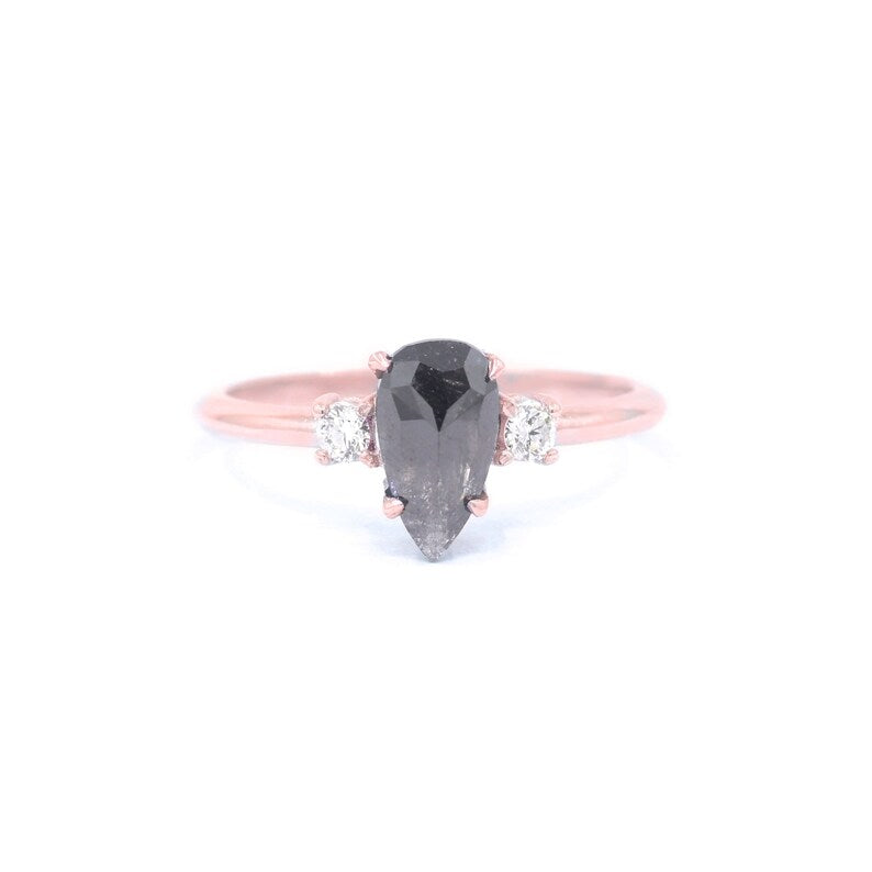 14K 1.02CT SALT AND PEPPER DIAMOND RING