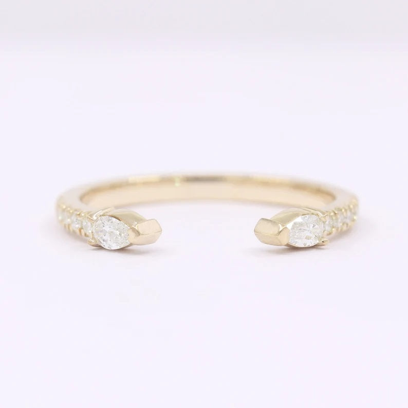 14K PEAR DIAMOND HALF ETERNITY OPEN BAND