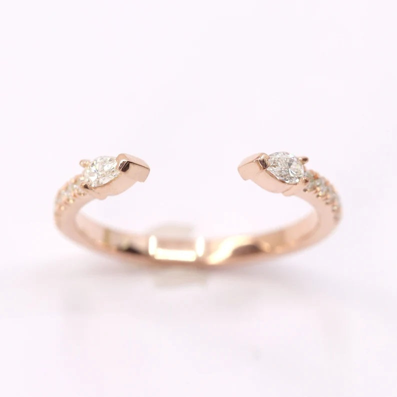 14K PEAR DIAMOND HALF ETERNITY OPEN BAND