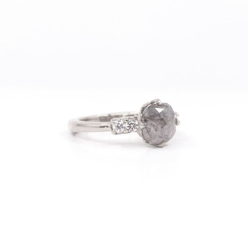 14K 2.08CT SALT AND PEPPER DIAMOND RING