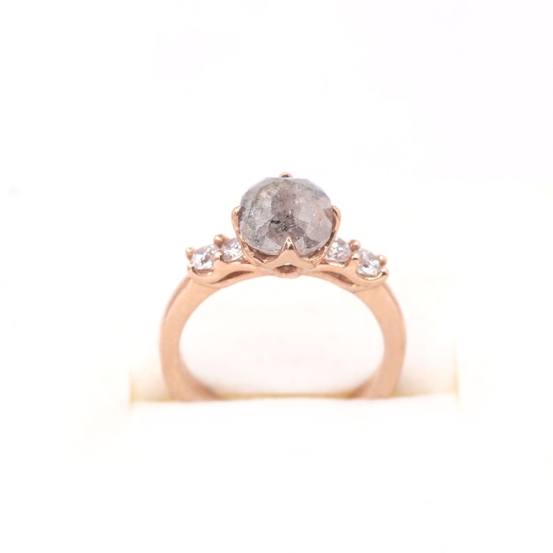 14K 2.08CT SALT AND PEPPER DIAMOND RING