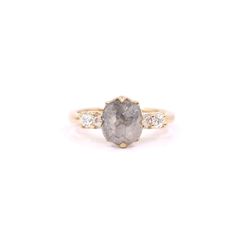 14K 2.08CT SALT AND PEPPER DIAMOND RING