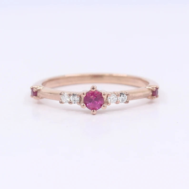 14K RUBY DIAMOND BAND