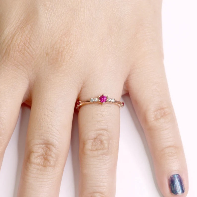 14K RUBY DIAMOND BAND