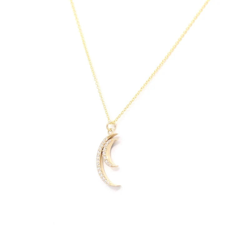 14K DIAMOND DOUBLE MOON NECKLACE