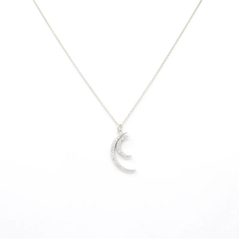 14K DIAMOND DOUBLE MOON NECKLACE