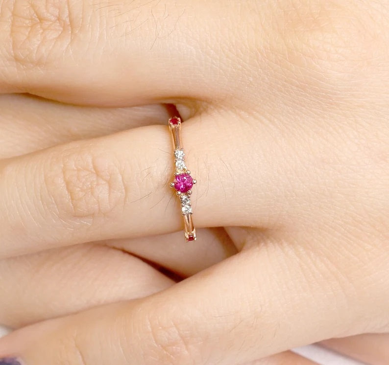 14K RUBY DIAMOND BAND
