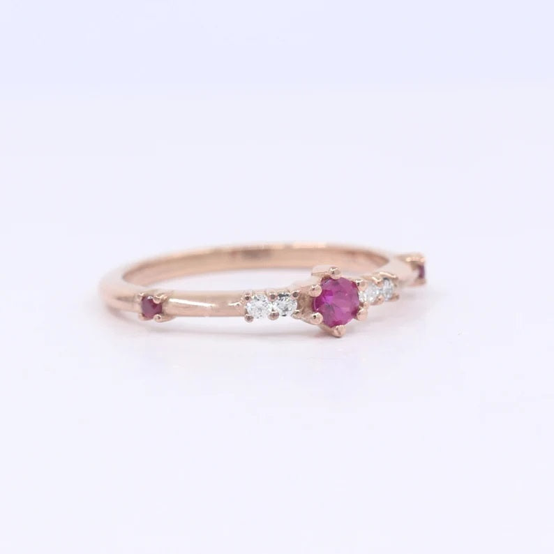 14K RUBY DIAMOND BAND