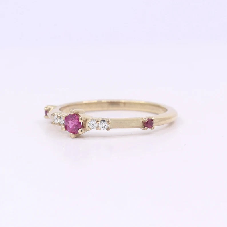 14K RUBY DIAMOND BAND