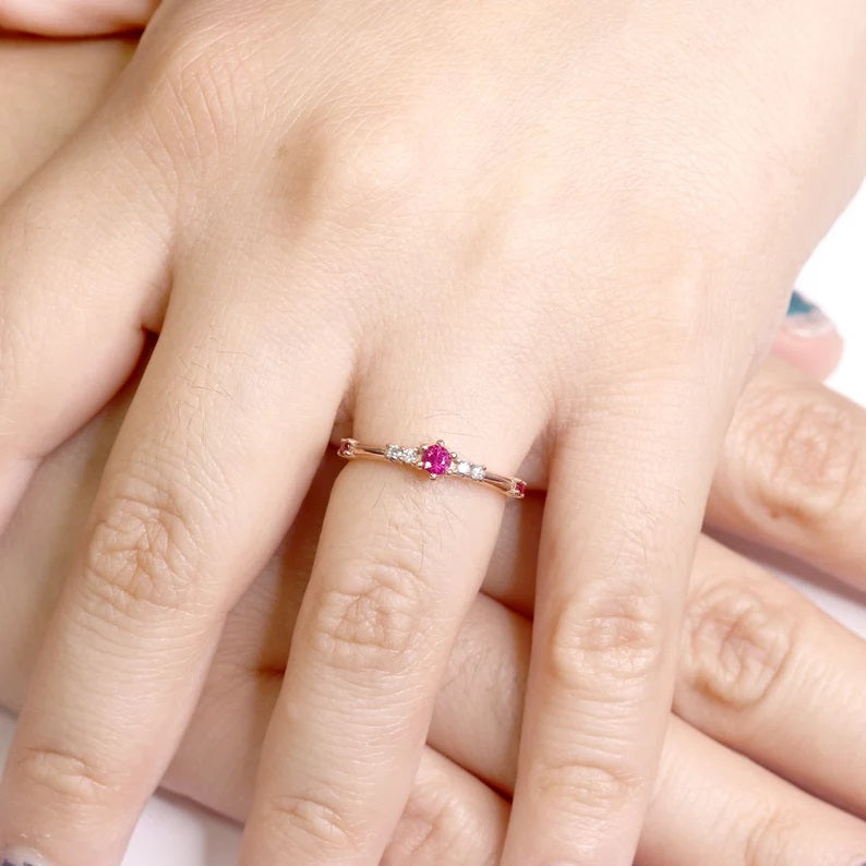 14K RUBY DIAMOND BAND