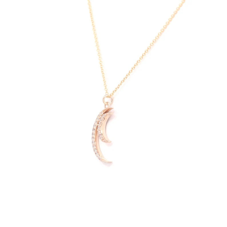 14K DIAMOND DOUBLE MOON NECKLACE