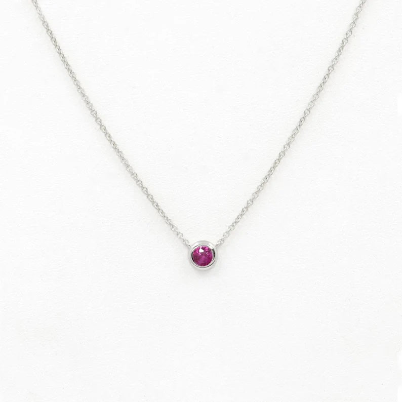 14K RUBY BEZEL NECKLACE