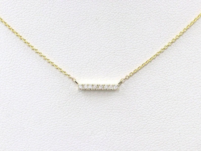 14K 8 DIAMOND BAR NECKLACE