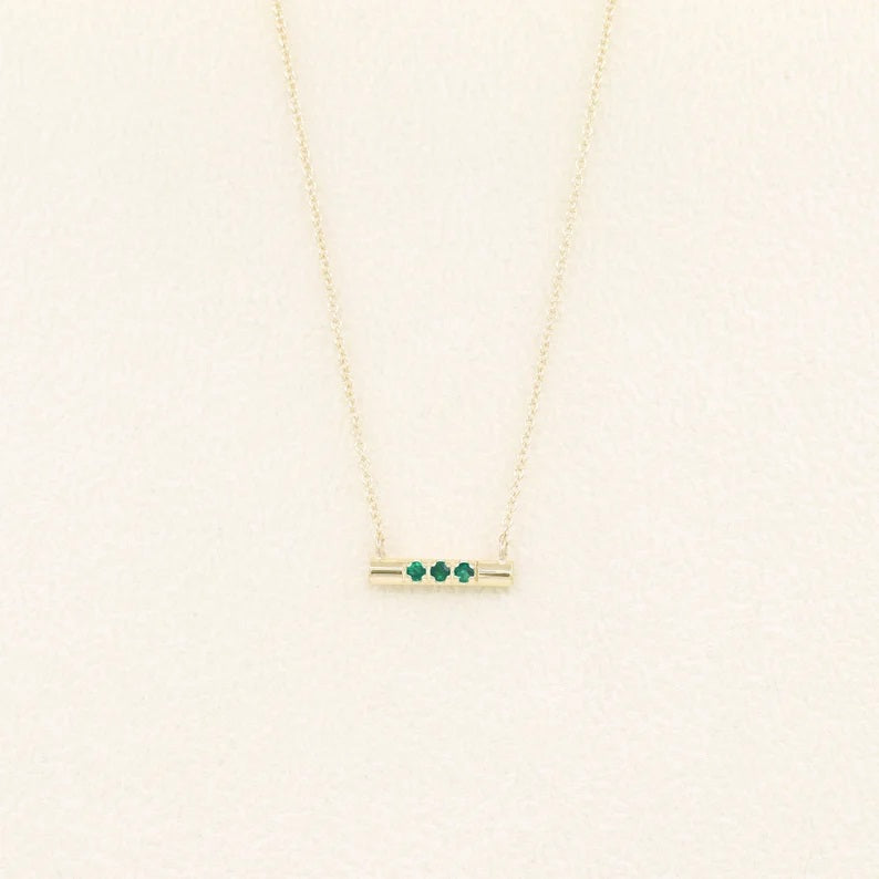 14K EMERALD CIRCULAR BAR NECKLACE