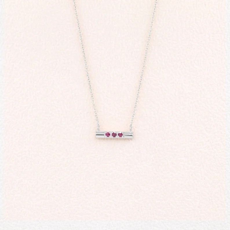 14K RUBY CIRCULAR BAR NECKLACE
