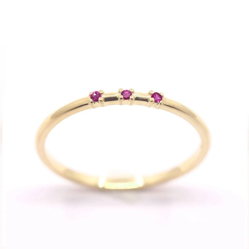 14K 3 RUBY SPACED 1.2MM BAND