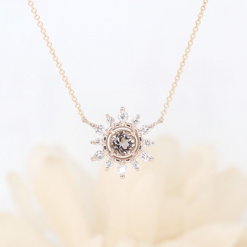 14K MORGANITE DIAMOND SNOWFLAKE NECKLACE
