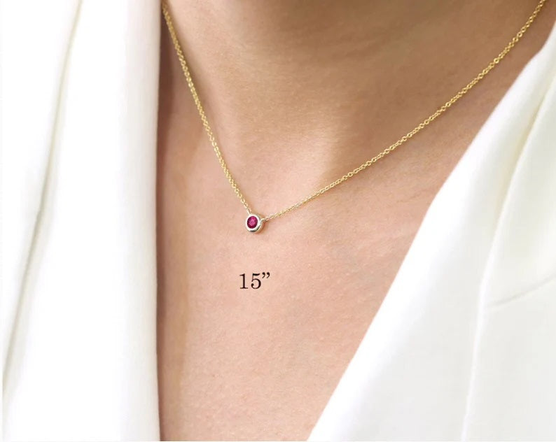14K RUBY BEZEL NECKLACE