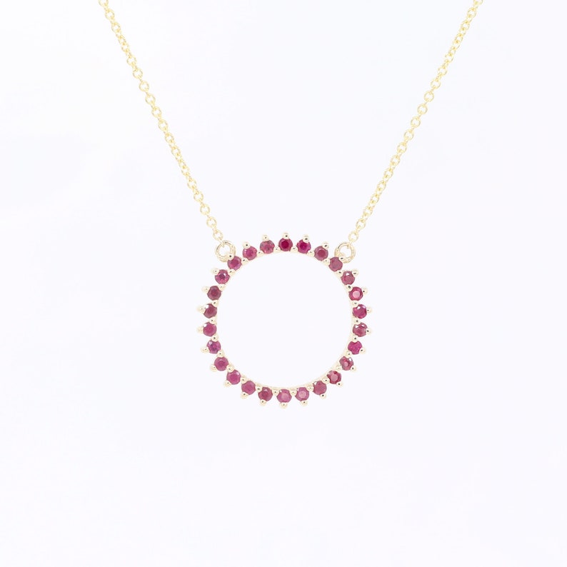 14K RUBY CIRCLE NECKLACE