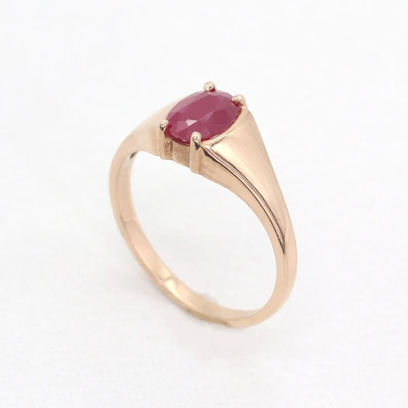 14K OVAL RUBY SOLITAIRE RING