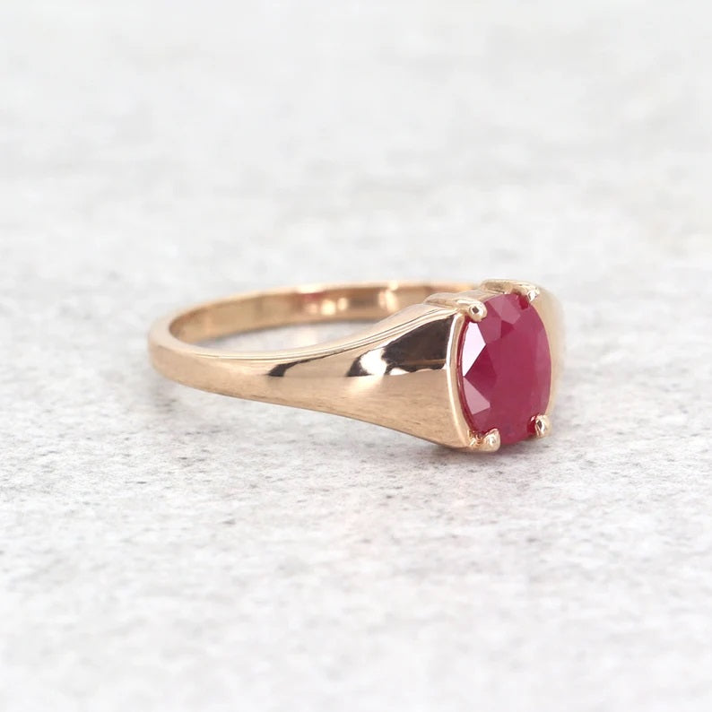 14K OVAL RUBY SOLITAIRE RING