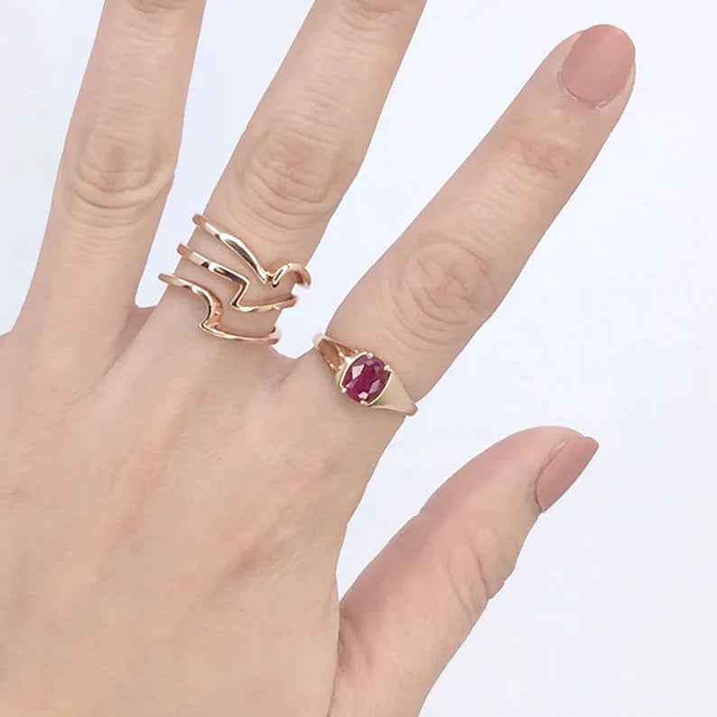 14K OVAL RUBY SOLITAIRE RING