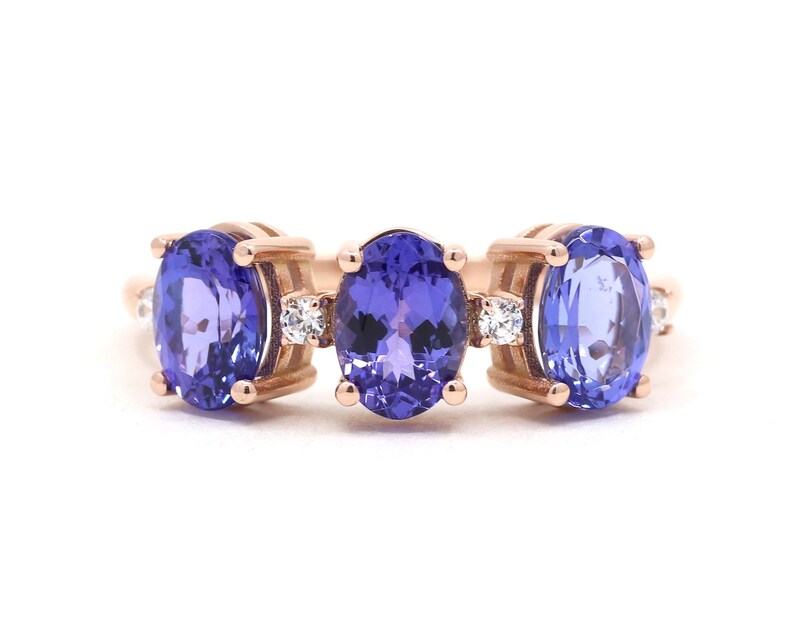 14K OVAL TANZANITE DIAMOND BAND