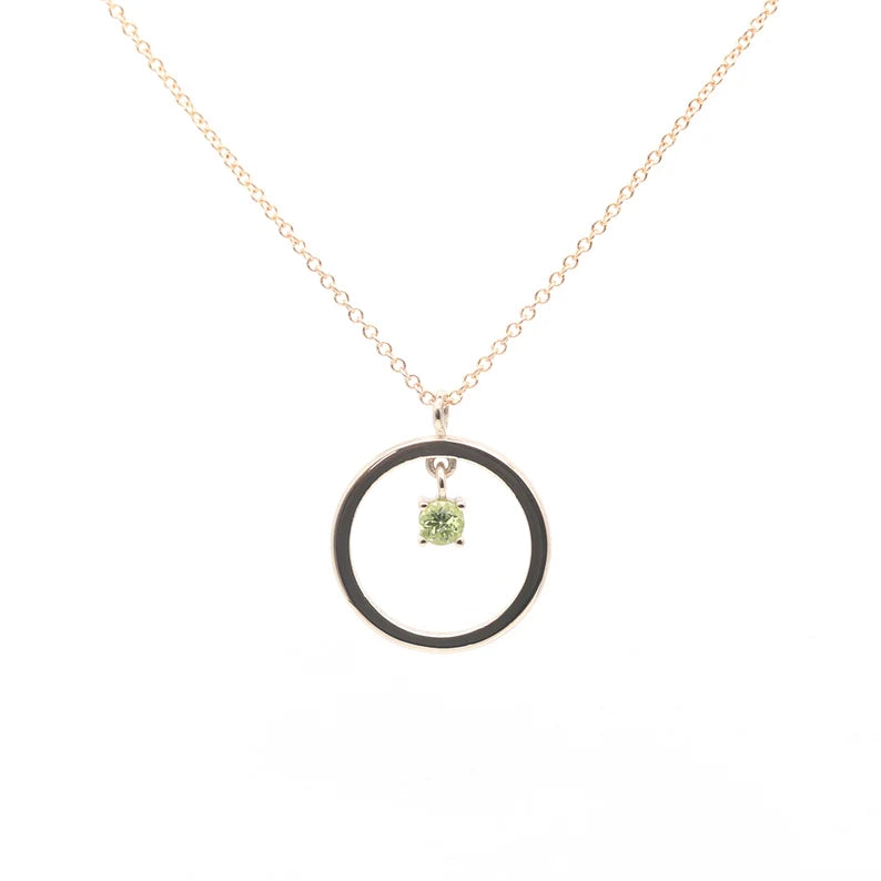 14K BIRTHSTONE CIRCLE NECKLACE (CHOOSE YOUR STONE)