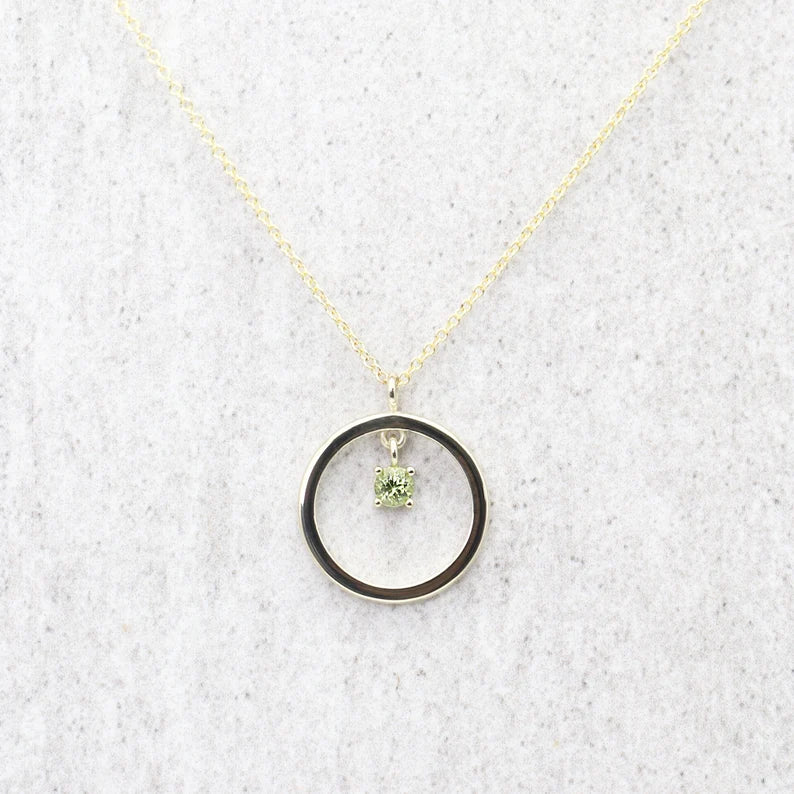14K BIRTHSTONE CIRCLE NECKLACE (CHOOSE YOUR STONE)