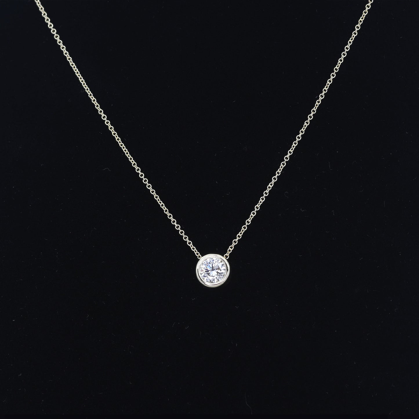 1.0ct Lab Grown Diamond Bezel Necklace / 14k Solid Gold