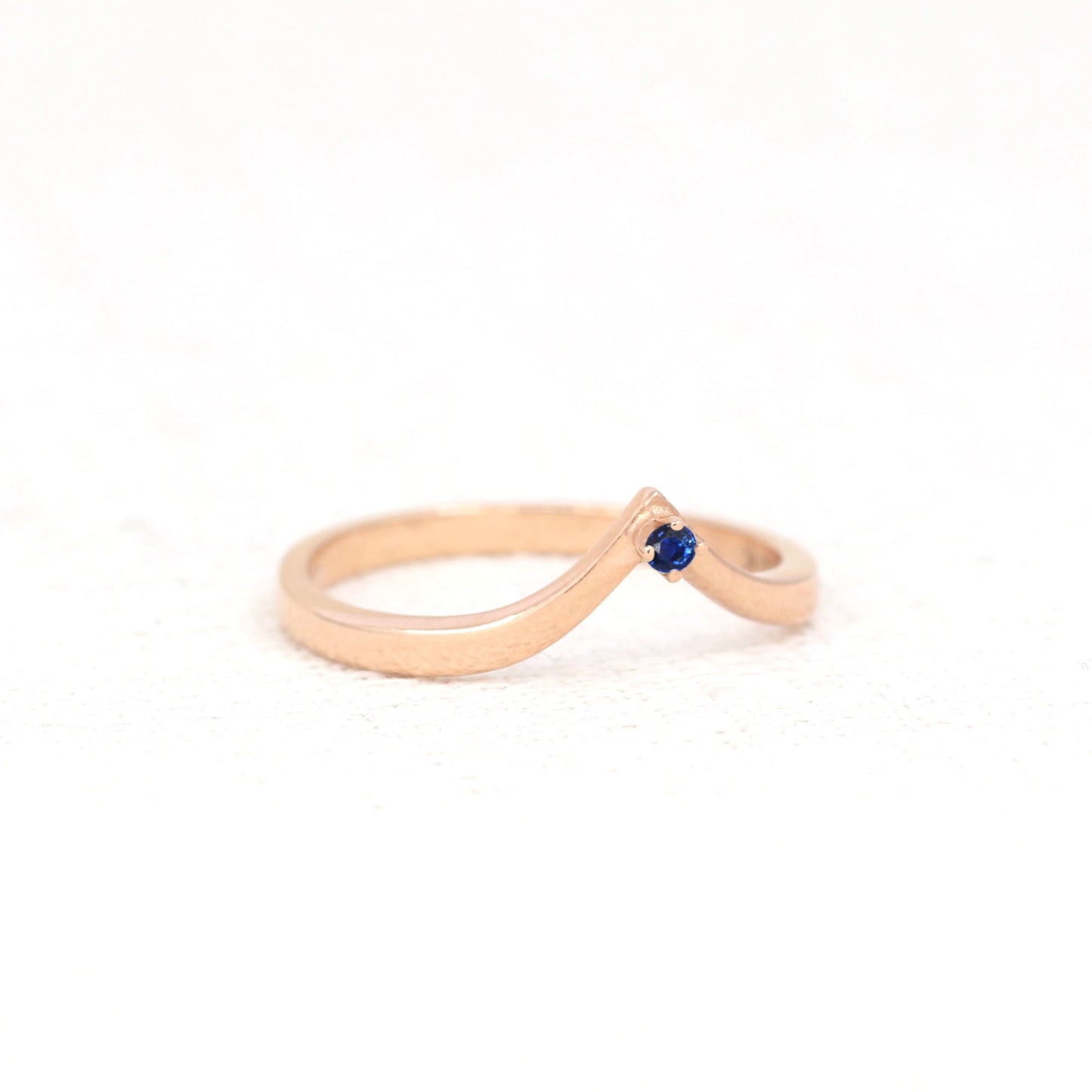 1.6mm Chevron Natural Sapphire Ring