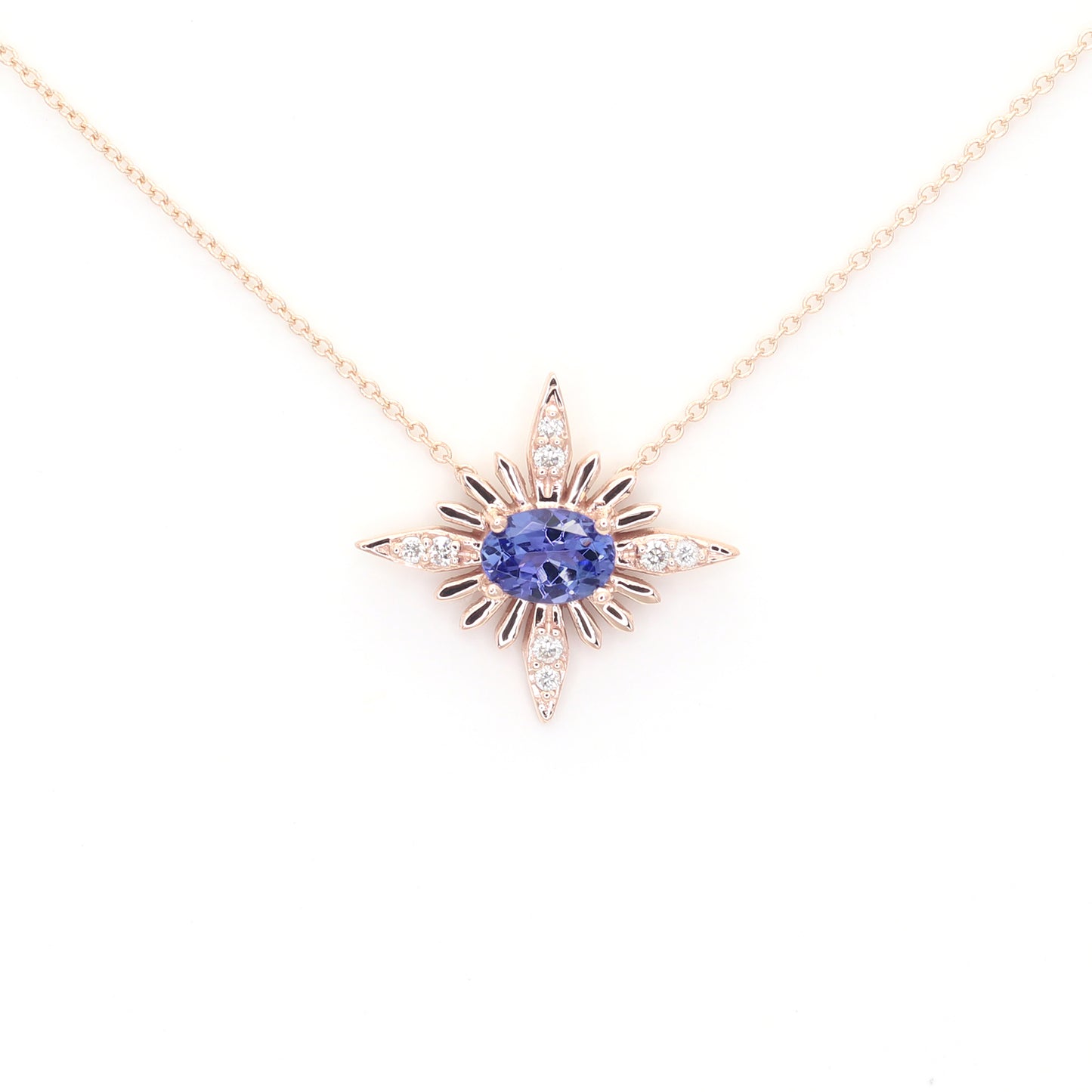 14k Tanzanite Diamond Starburst Necklace