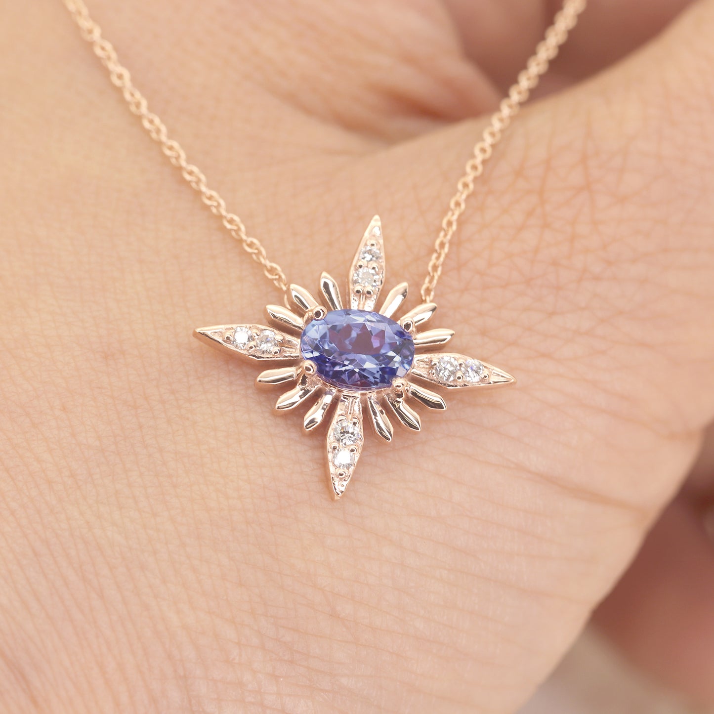 14k Tanzanite Diamond Starburst Necklace