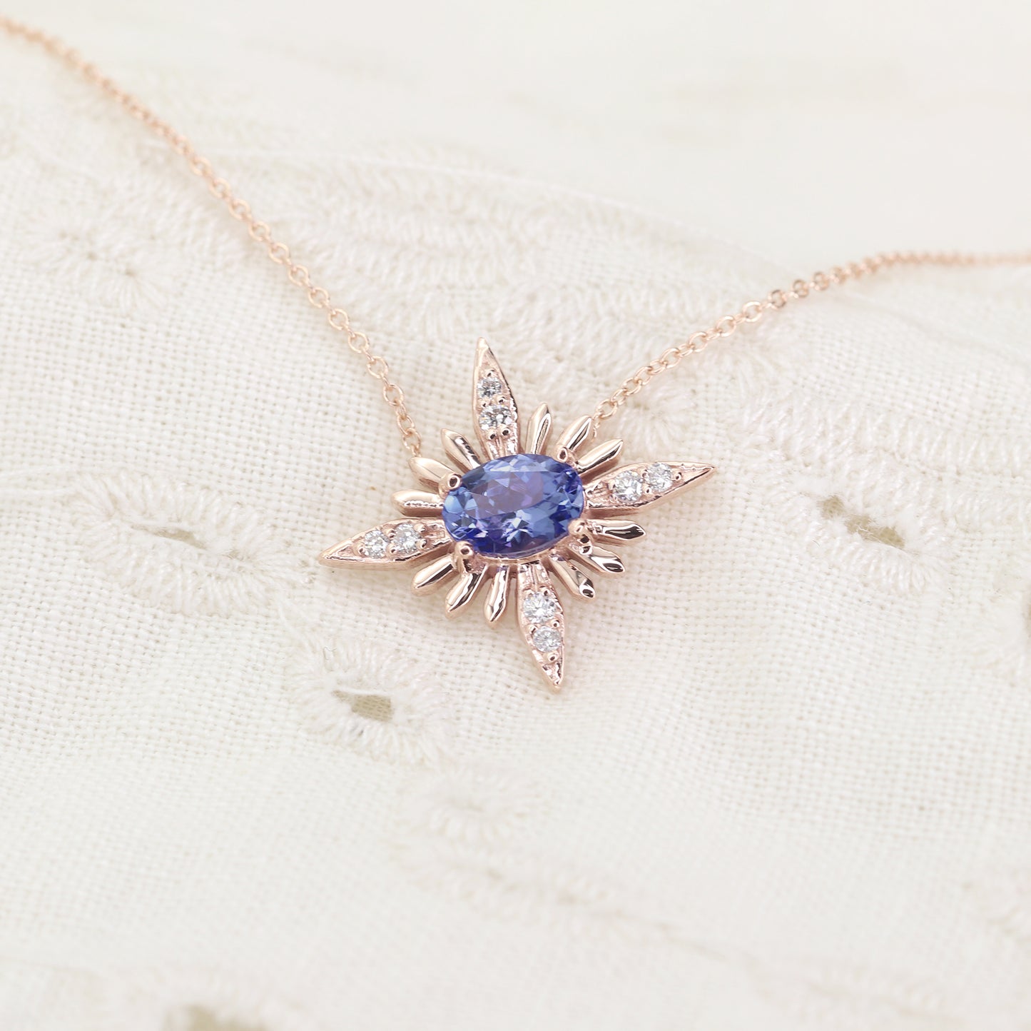 14k Tanzanite Diamond Starburst Necklace