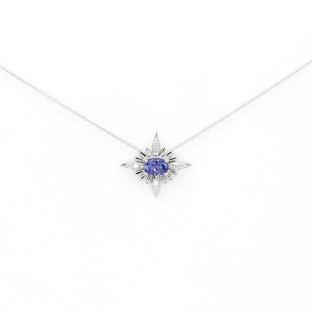 14k Tanzanite Diamond Starburst Necklace